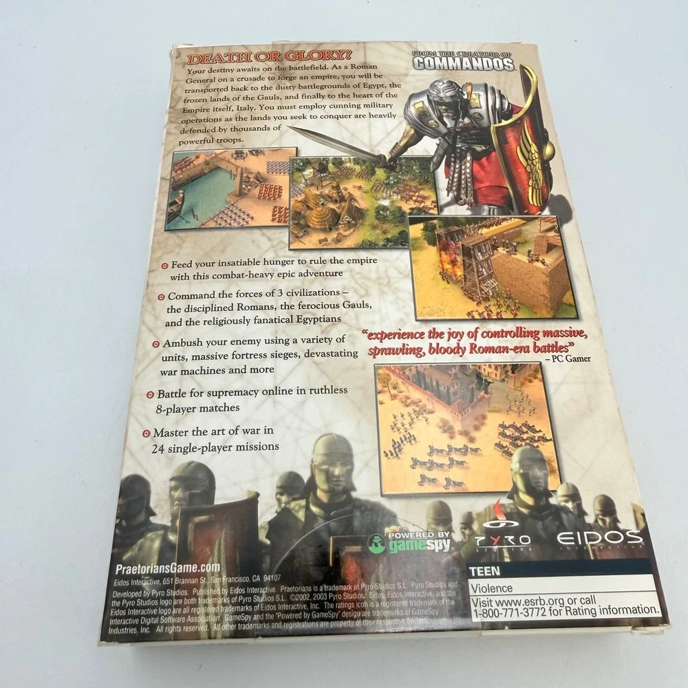 Praetorians PC CD-ROM Game Eidos Pyro Studios Big Box Roman Strategy RTS 2003
